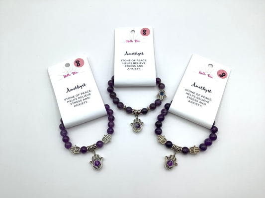 Amethyst Hamsa Hand Bracelet